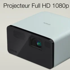 EF-21G, Mini projecteur laser, 1 000 lumens, Affichage jusqu’à 150 pouces, Google TV™ et haut-parleur Bluetooth, Portable