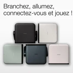 EF-22N, Mini projecteur laser, 1 000 lumens, Affichage jusqu’à 150 pouces, Google TV™ et haut-parleur Bluetooth, Portable