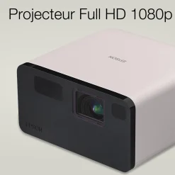 EF-22N, Mini projecteur laser, 1 000 lumens, Affichage jusqu’à 150 pouces, Google TV™ et haut-parleur Bluetooth, Portable