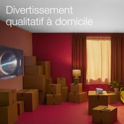 EF-21R, Mini projecteur laser, 1 000 lumens, Affichage jusqu’à 150 pouces, Google TV™ et haut-parleur Bluetooth, Portable