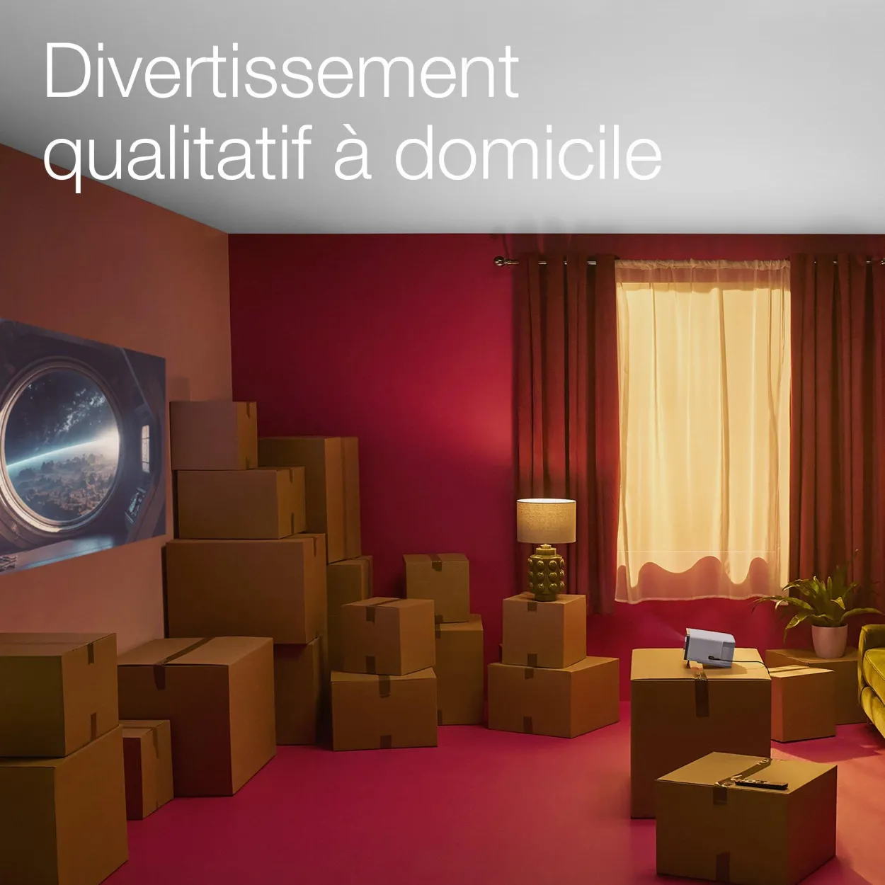 EF-21R, Mini projecteur laser, 1 000 lumens, Affichage jusqu’à 150 pouces, Google TV™ et haut-parleur Bluetooth, Portable