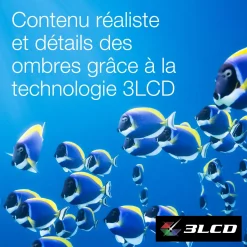 EF-21R, Mini projecteur laser, 1 000 lumens, Affichage jusqu’à 150 pouces, Google TV™ et haut-parleur Bluetooth, Portable