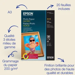 Epson A3 Glossy Photo Paper 200gsm, 20 sheets