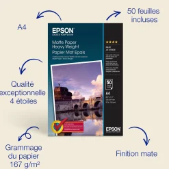Epson A4 Matte Paper 167gsm, 50 sheets