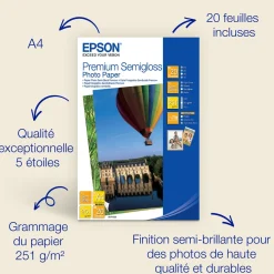 Epson A4 Premium Semigloss Photo Paper 251gsm, 20 sheets
