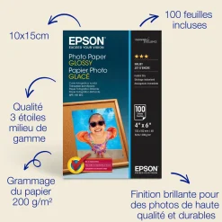Epson Glossy Photo Paper (100 x 150mm), 200gsm, 100 sheets