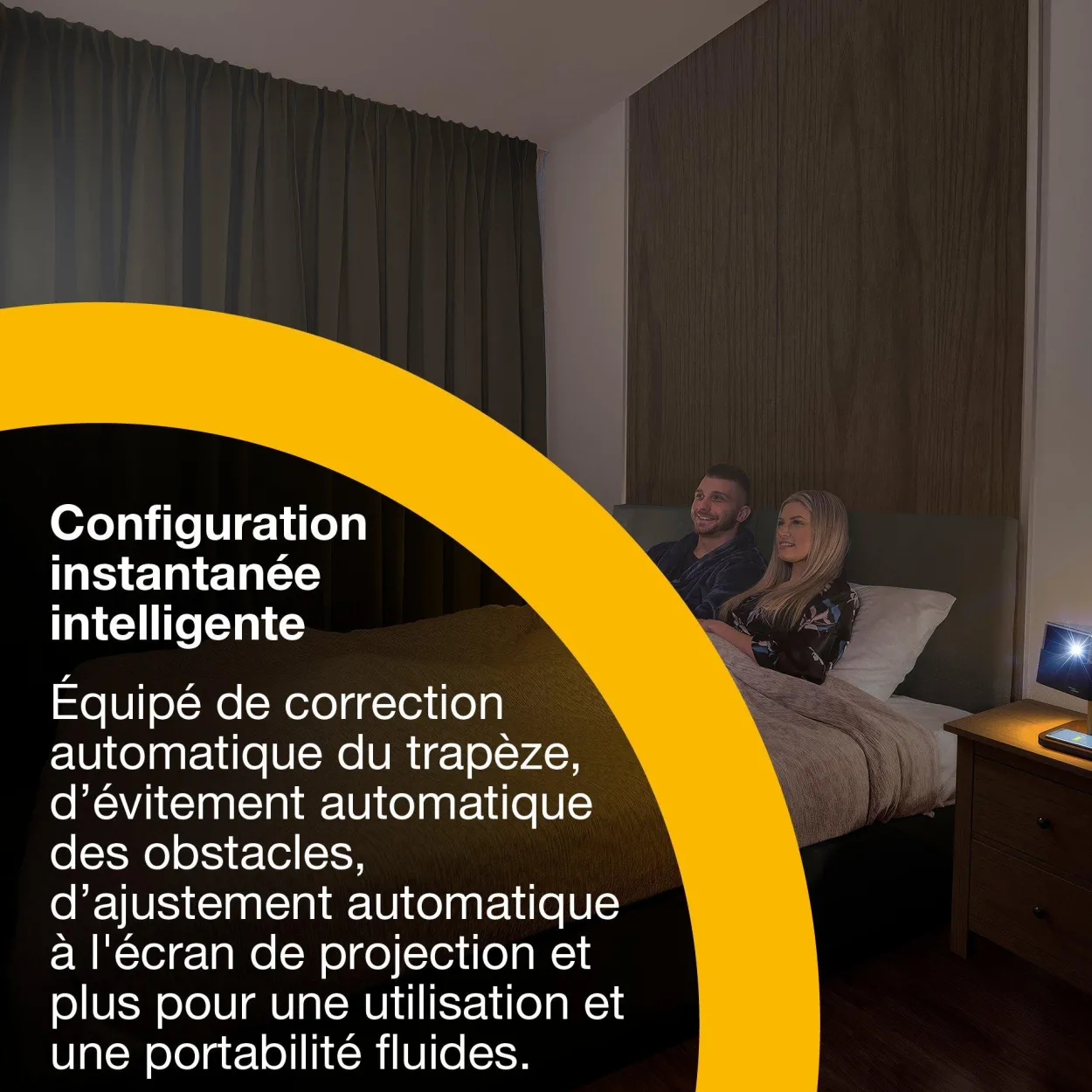 Epson Lifestudio Flex Édition spéciale luxe — EF-73 Noir profond, Projecteur intelligent portable, Sound by Bose, Google TV, 4K Pro UHD, Chargement sans fil, Usage intérieur/extérieur, Garantie 5 ans*