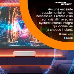 Epson Lifestudio Grand Plus EH-LS970W, Blanc diamant, projecteur laser intelligent à ultracourte focale, résolution home cinéma 4K réelle, Sound by Bose, Google TV