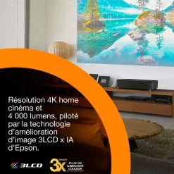 Epson Lifestudio Grand Plus EH-LS970B, noir métallique, projecteur laser intelligent à ultracourte focale, résolution home cinéma 4K, Sound by Bose, Google TV