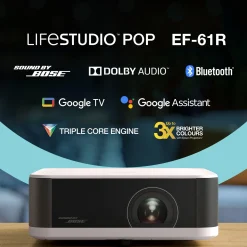 Epson Lifestudio Pop EF-61R quartz rose, Projecteur portable qualitatif, Son Bose, Google TV, HD intégrale, Utilisation en intérieur/extérieur, Garantie de 5 ans*