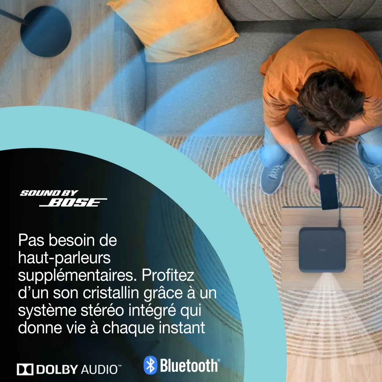 Epson Lifestudio Pop Plus EF-62B, Projecteur portable qualitatif, Sound by Bose, Google TV, 4K Pro UHD, Utilisation en intérieur/extérieur, Garantie de 5 ans*