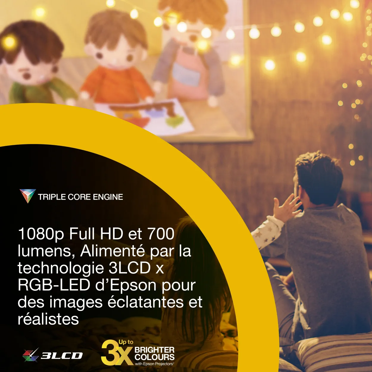 Epson Lifestudio Flex EF-71 blanc diamant, Projecteur portatif smart, Sound by Bose, Google TV, HD intégrale, Pied réglable, Usage intérieur/extérieur, Garantie 5 ans*