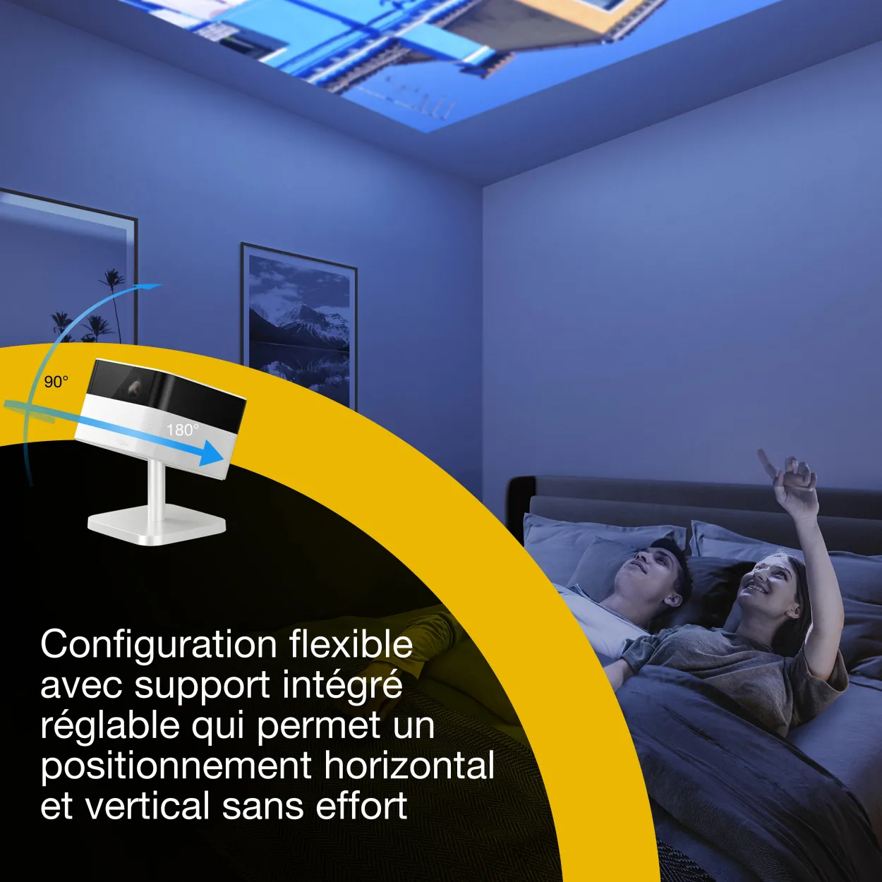 Epson Lifestudio Flex EF-71 blanc diamant, Projecteur portatif smart, Sound by Bose, Google TV, HD intégrale, Pied réglable, Usage intérieur/extérieur, Garantie 5 ans*