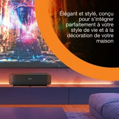 Epson Lifestudio Grand EH-LS670B Noir métallisé, Projecteur laser intelligent à ultracourte focale, 4K PRO UHD, Sound by Bose, Google TV, taille d’image jusqu’à 120 pouces (305 cm), garantie de cinq ans*