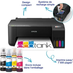 Imprimante A4 Wi-Fi EcoTank ET-1810 équipée de réservoirs d’encre, avec jusqu’à 3 ans d’encre inclus