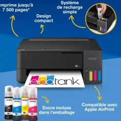 Imprimante A4 Wi-Fi et AirPrint EcoTank ET-1910 équipée de réservoirs d’encre, avec jusqu’à 3 ans d’encre inclus