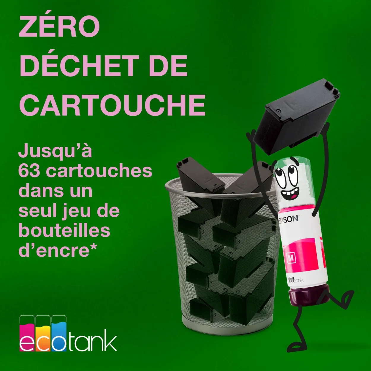 Imprimante A4 Wi-Fi et AirPrint EcoTank ET-1910 équipée de réservoirs d’encre, avec jusqu’à 3 ans d’encre inclus