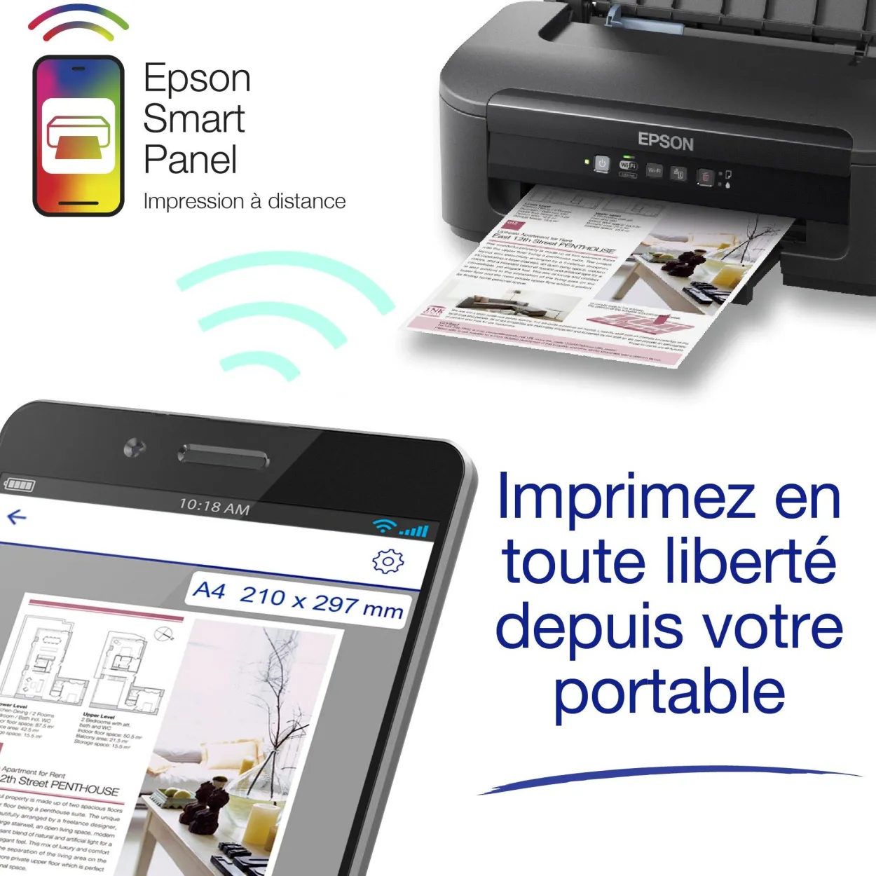 Imprimante Jet d’Encre A4 WorkForce WF-2110W avec connexion Wi-Fi et Ethernet