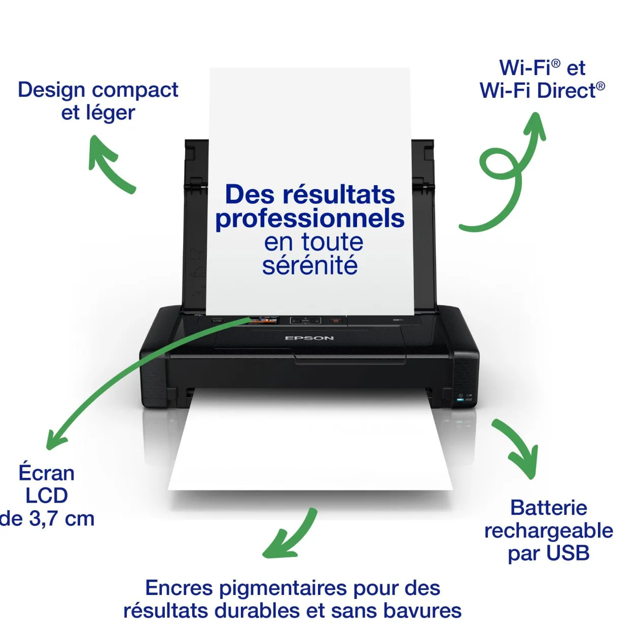 Imprimante Jet d’Encre A4 portable monofonction WorkForce WF-110W