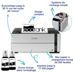 Imprimante monochrome A4 EcoTank ET-M1170 avec réservoir d’encre et Wi-Fi