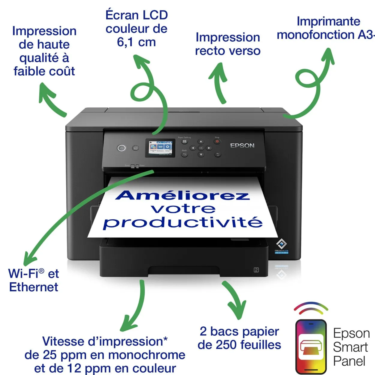 Imprimante monofonction Jet d’Encre A3+ WorkForce WF-7310DTW avec impression recto verso