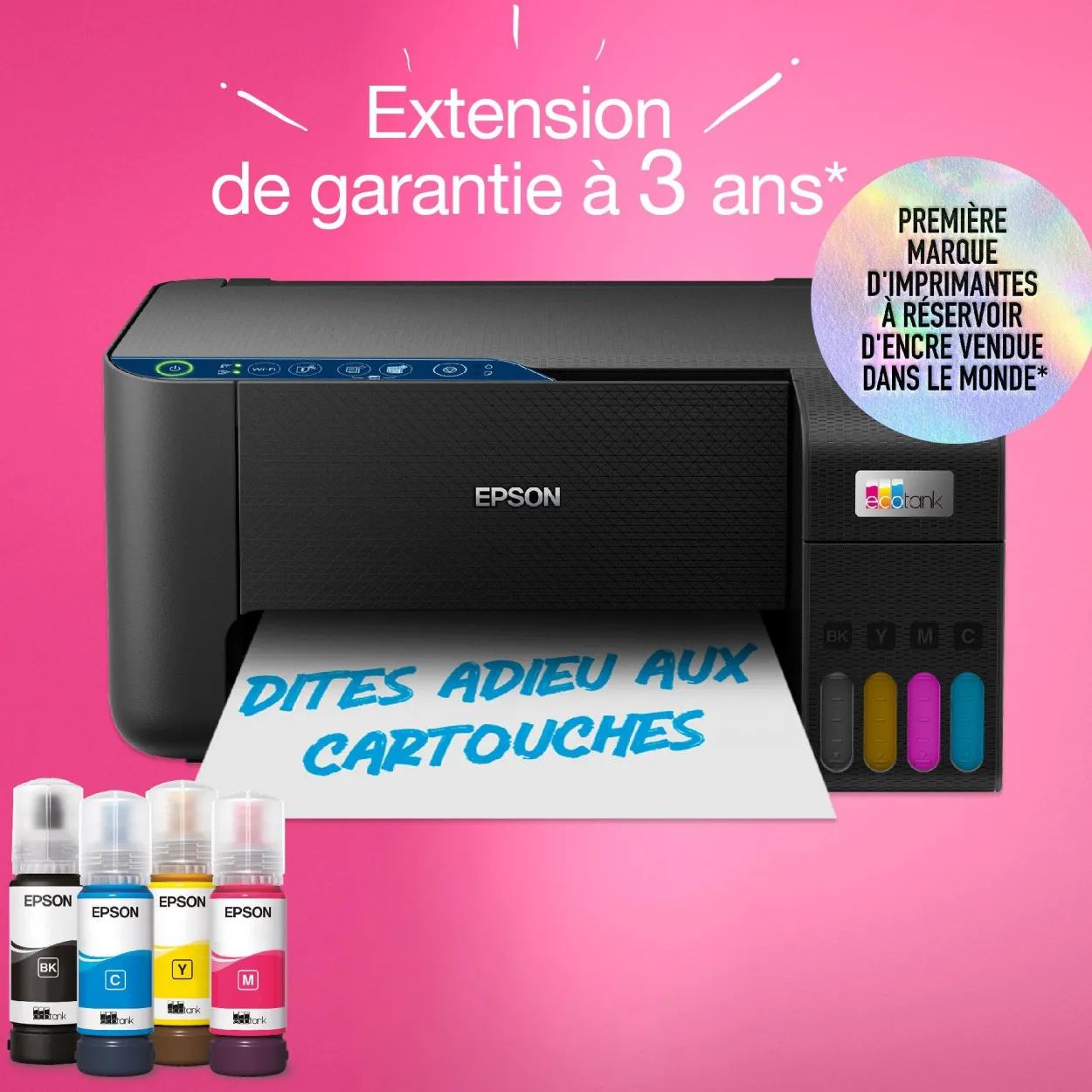 Imprimante multifonction A4 Wi-Fi EcoTank ET-2861 équipée de réservoirs d’encre, avec jusqu’à 3 ans d’encre inclus