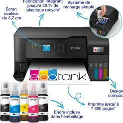 Imprimante multifonction A4 Wi-Fi EcoTank ET-2840 équipée de réservoirs d’encre, avec jusqu’à 3 ans d’encre inclus
