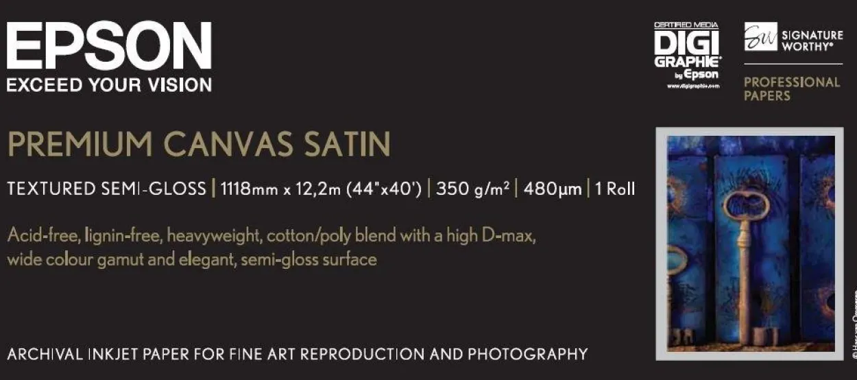 Premium Canvas Satin Roll, 44" x 12,2 m, 350g/m2