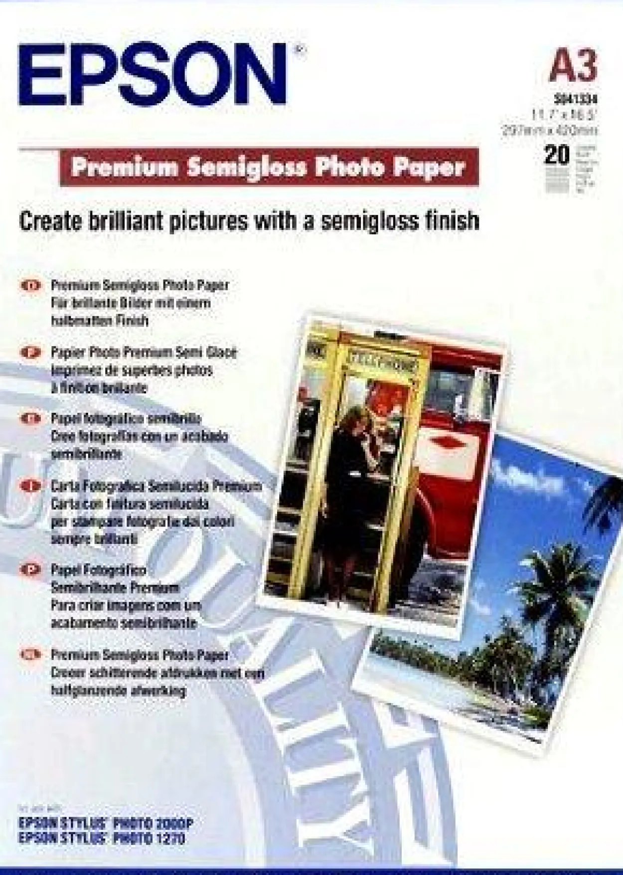 Premium Semigloss Photo Paper, DIN A3, 250g/m2, 20 Sheets
