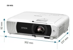 Projecteur à lampe WXGA EB-W55, Wi-Fi intégré, 2 ports HDMI, 4 000 lumens, grande taille d’image jusqu’à 320 pouces (8,13 m)