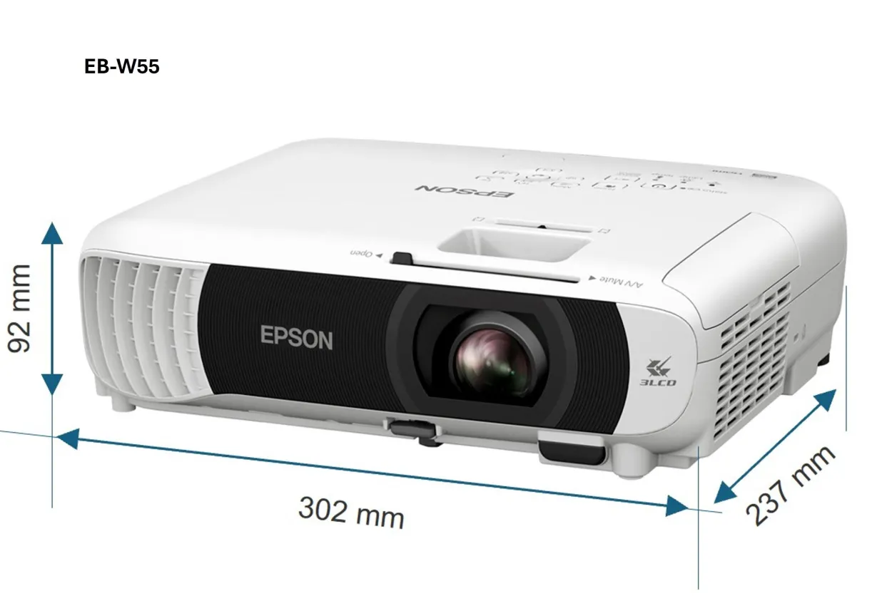 Projecteur à lampe WXGA EB-W55, Wi-Fi intégré, 2 ports HDMI, 4 000 lumens, grande taille d’image jusqu’à 320 pouces (8,13 m)