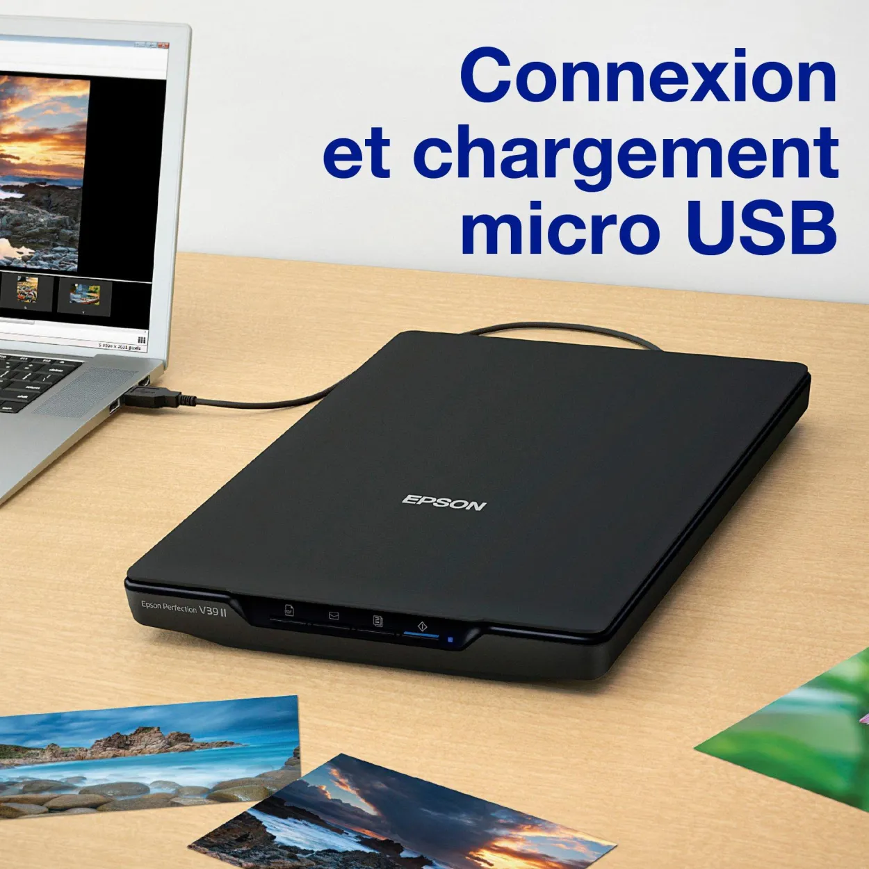 Scanner à plat de documents et de photos A4 Perfection V39II avec pied