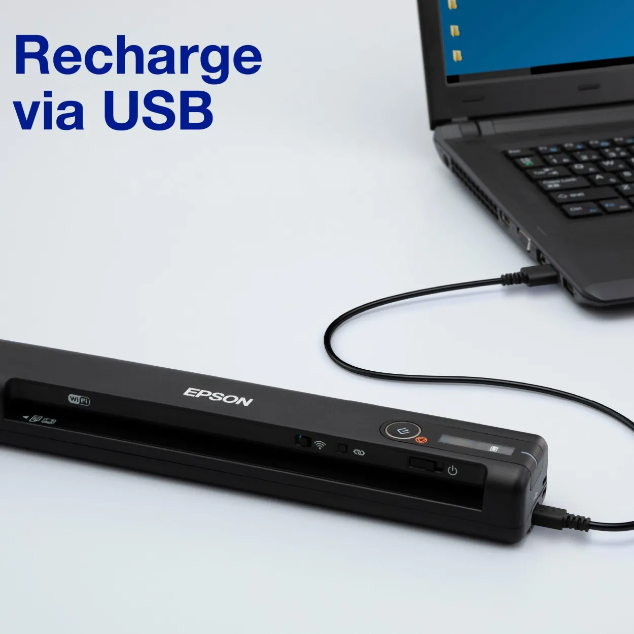 Scanner mobile A4 rapide WorkForce ES-60W avec connexion Wi-Fi, technologie Epson ScanSmart et écran LCD