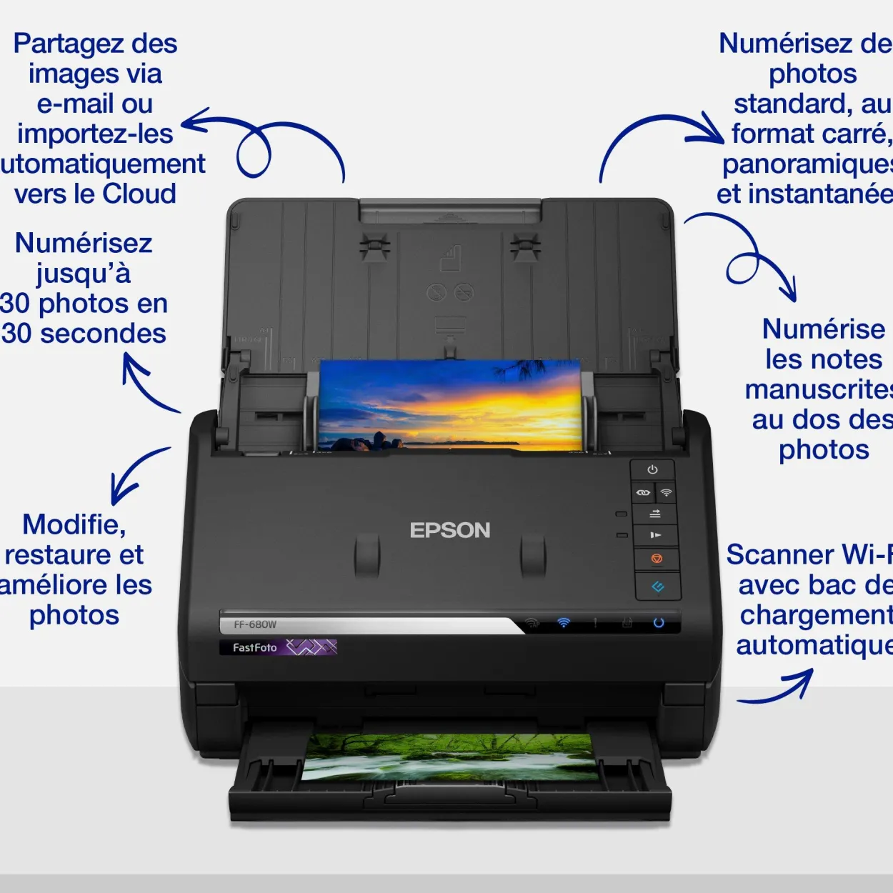 Scanner photo A4 rapide FastFoto FF-680W avec chargeur automatique et connexion Wi-Fi