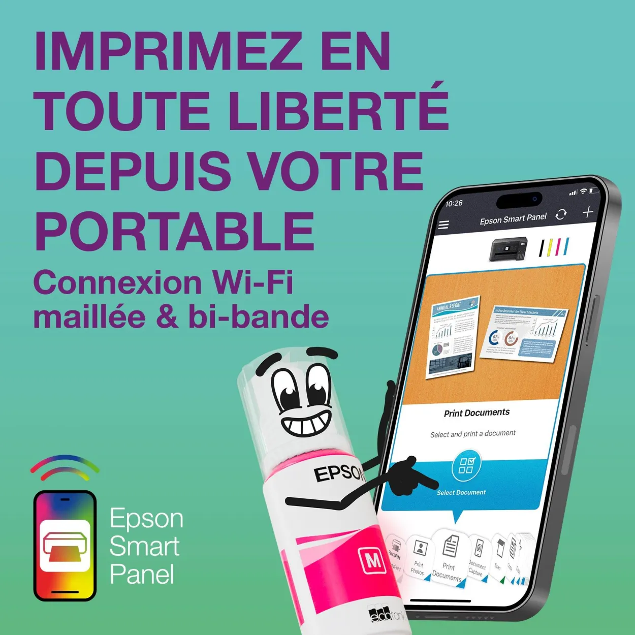 Solution d’impression A4 blanche EcoTank ET-2959 équipée d’une connexion Wi-Fi et de réservoirs d’encre, avec jusqu’à 3 ans d’encre inclus