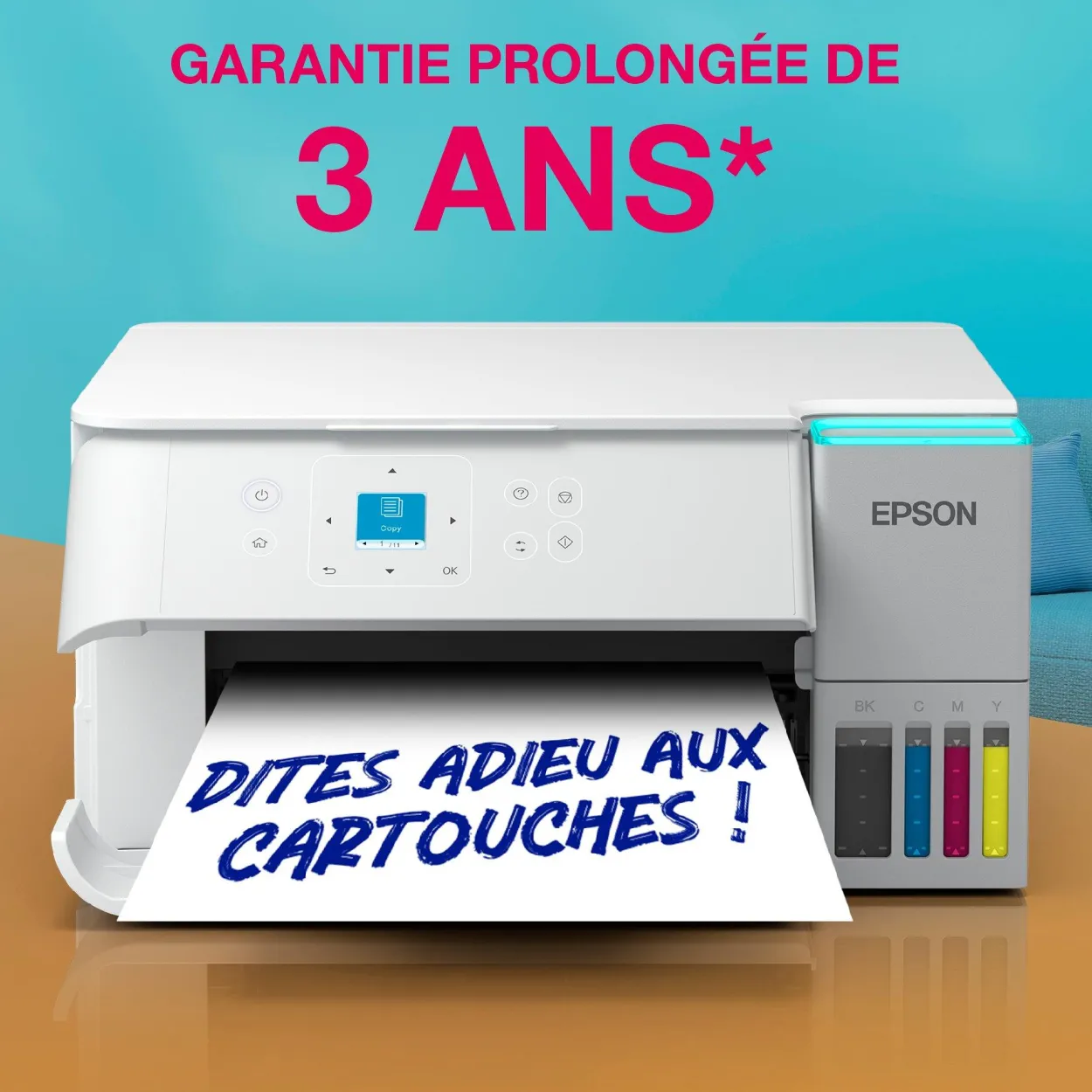 Solution d’impression A4 blanche EcoTank ET-2959 équipée d’une connexion Wi-Fi et de réservoirs d’encre, avec jusqu’à 3 ans d’encre inclus