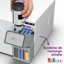 Solution d’impression A4 blanche EcoTank ET-2959 équipée d’une connexion Wi-Fi et de réservoirs d’encre, avec jusqu’à 3 ans d’encre inclus