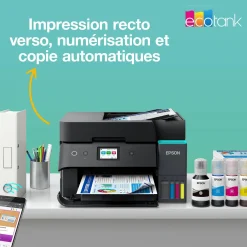 Solution d’impression A4 Wi-Fi EcoTank ET-4955 équipée de réservoirs d’encre, avec jusqu’à 3 ans d’encre inclus