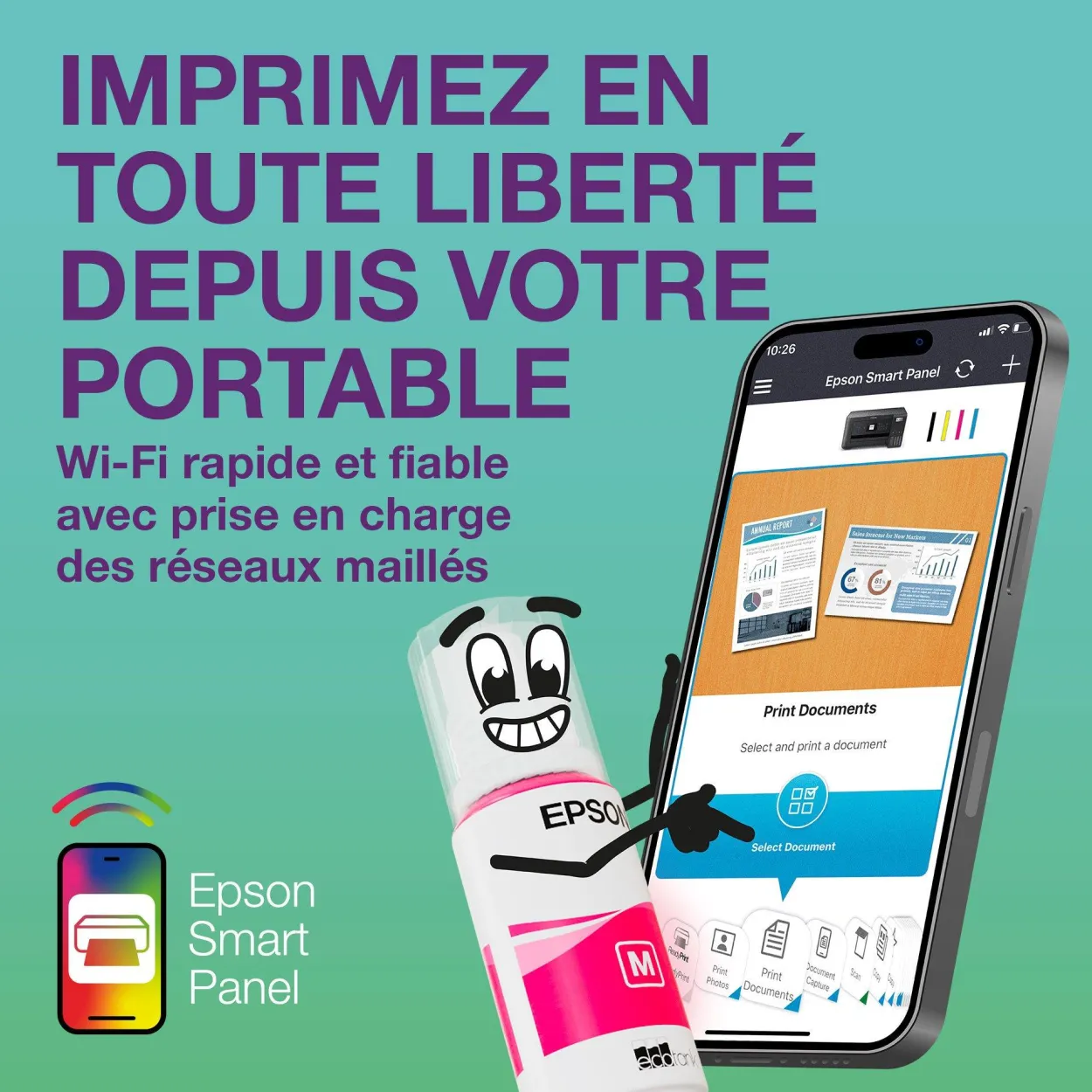 Solution d’impression multifonction A4 Wi-Fi et AirPrint EcoTank ET-2920 équipée de réservoirs d’encre, écran LCD et jusqu’à 3 ans d’encre inclus