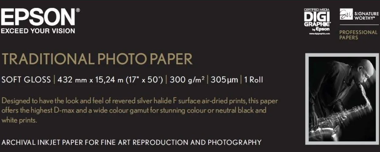 Traditional Photo Paper, 17"x 15m